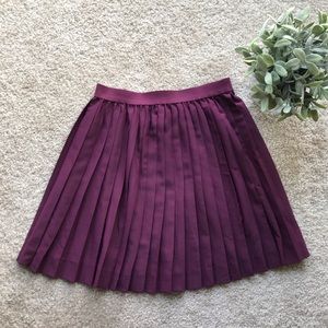 H&M Divided Berry Purple Pleated Mini A-line Skirt With Elastic Waistband